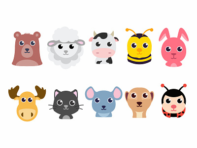 Animal Filters animals bear bee bunny characters colorful cow cute emoji face kitty lamb