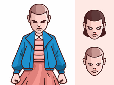 Eleven 80s badass girl character character design dustin eleven illustration lucas mike netflix stranger things tv show
