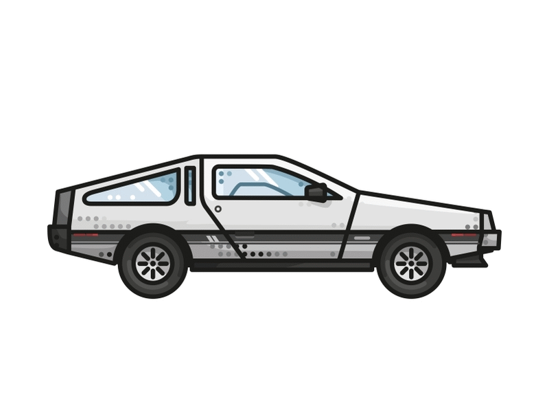 Evolution Of Delorean 🚗 back to the future car delorean evolution future gif icons illustration marty mcfly texture vector