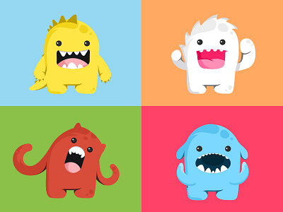 Monsters animals characters colors cute design flat fun illustrations mark monsters smile sticker