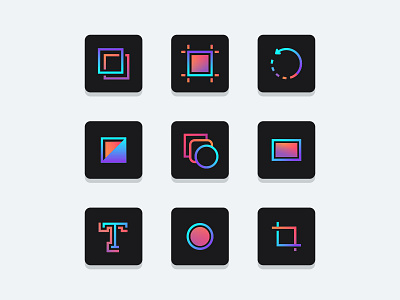 Colorful Adobe Tools 2d adobe gradient graphic icon icons layers line pen stroke tool