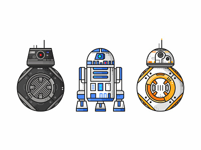 Droids bb8 bb8e darth vader droids icons jedi joda r2d2 robot simple star wars stormtrooper
