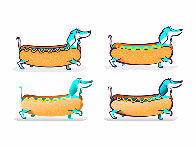 Dachshund app cartoon character dachshund dog hotdog icon ios pet sticker wiener dog yellow