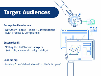 Target Audiences app characters chat collaboration enterprise illustration interface line message target audience technology work