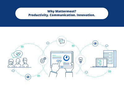 Why Mattermost app business debut illustration line art rocket start up studio team technology tools ui ux