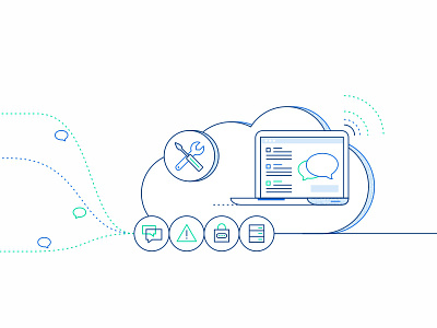 Chat Ecosystem chat ecosystem cloud connection data illustration line lock password message protection server signal transwer