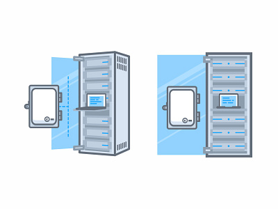 Kisi Servers app businesses card commercial control systems illustration isometric office residential servers smartphone speed