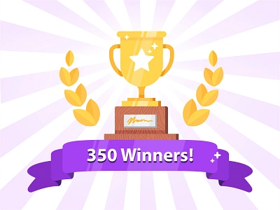 350 Winners achievement badge contest flat icon set illustration success trophy vector win winner