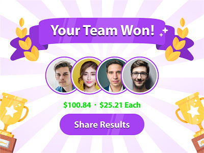 Your Team Won achievement badge contest flat illustration success team trophy users win winner