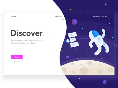 Discover 🔭 astronaut card cosmos discover gradient page planet sign up space spaceman stars ui