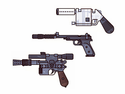 Star Wars Guns blaster gun han solo illustration millenium falcon pew pew pistol princess leia reys blaster star wars stormtrooper weapon