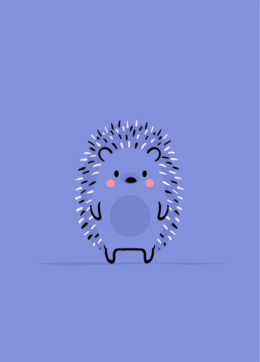 Kawaii Hedgehog Shaker Badge Reel, Purplish Blue Hedgehog