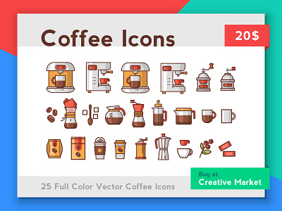 Coffee Icons caffeine coffee cute icon illustration mug packaging page sale ui vector web card