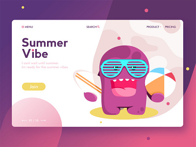 Summer Vibe card character cute monster gradient header monster page sign up summer summer vibe travel ui