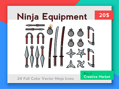Ninja Equipment brainchild china chinese game game icons icon icon set icons japan japanese katana katanas samurai