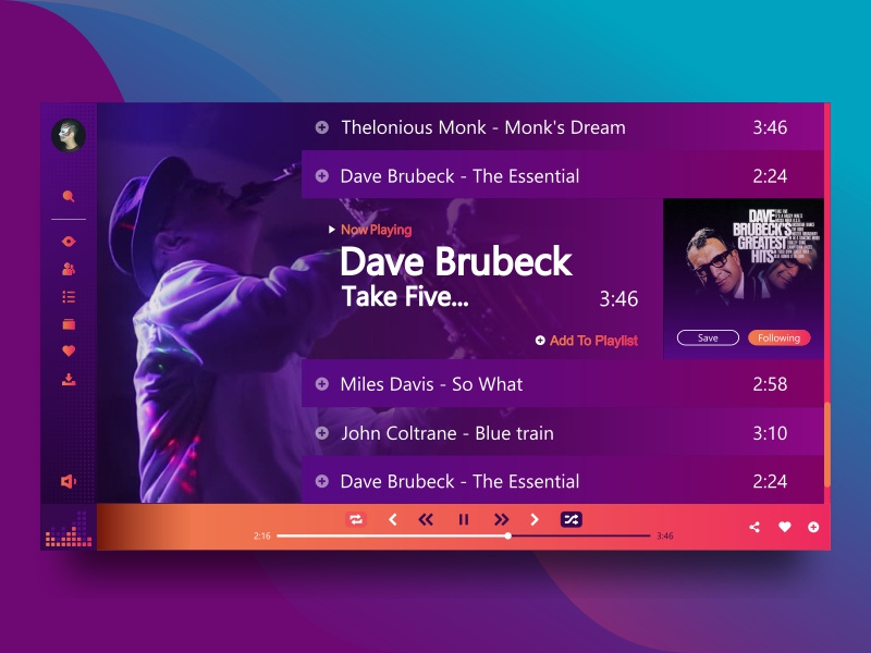 Jazz Dashboard No.2 by Aleksandar Savic / almigor for Brightscout on