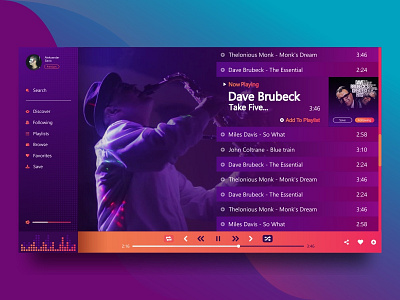 Jazz Dashboard No.1 application dashboard design interface jazz material music player radio station ui user