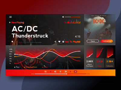 Rock Dashboard No.3 application dashboard design interface material music player radio rock station ui user