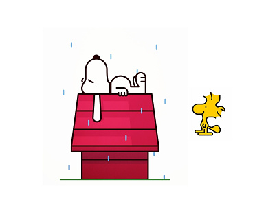 Snoopy bird cartoon character charlie brown cute dog peanuts rain rainy days sleep snoopy vector