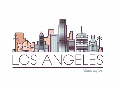 Los Angeles building city icon iconography landmark los angeles palms skyline travel type typography vector