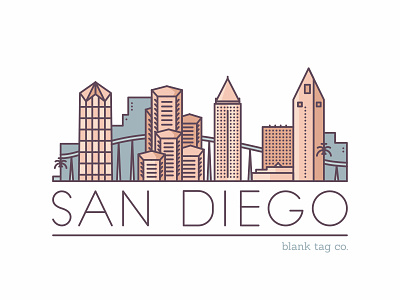 San Diego building city icon iconography landmark san diego skyline travel trip type typography vector