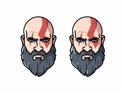 Kratos head avatar beard character face flat game god of war illustration kratos minimal spartan tribute