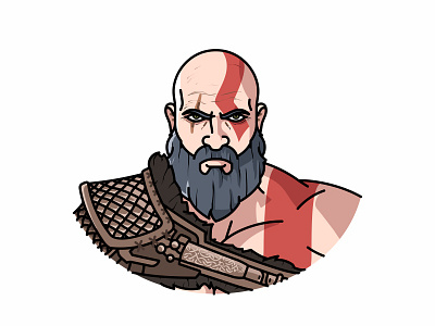 Kratos avatar beard character face flat game god of war illustration kratos minimal spartan warrior