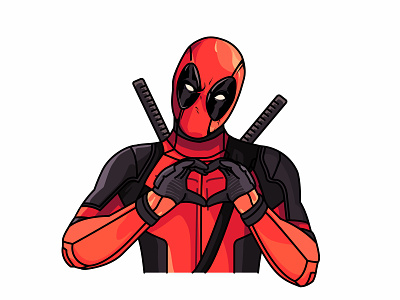 Deadpool ♥️ comic cute deadpool illustration line art marvel movie sticker superhero vector wade wilson