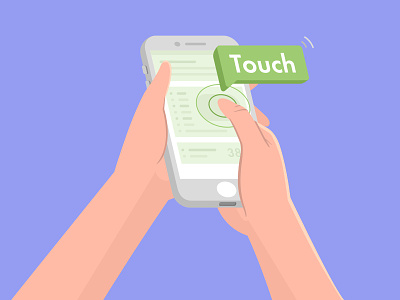 Touch colorful connection cute flat gesture hand illustration isometric phone swipe technology touch