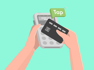 Tap card colorful connection cute flat gesture hand illustration isometric phone tap technology