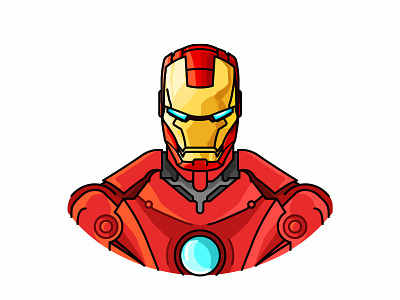 Ironman avengers comic face hero illustration marvel movie portret robot suit super vector