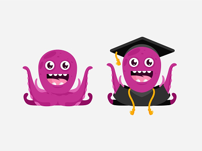 Octo graduation 🎓 cartoon character design cute education emoji emotion graduation illustration language school octo octopus sea