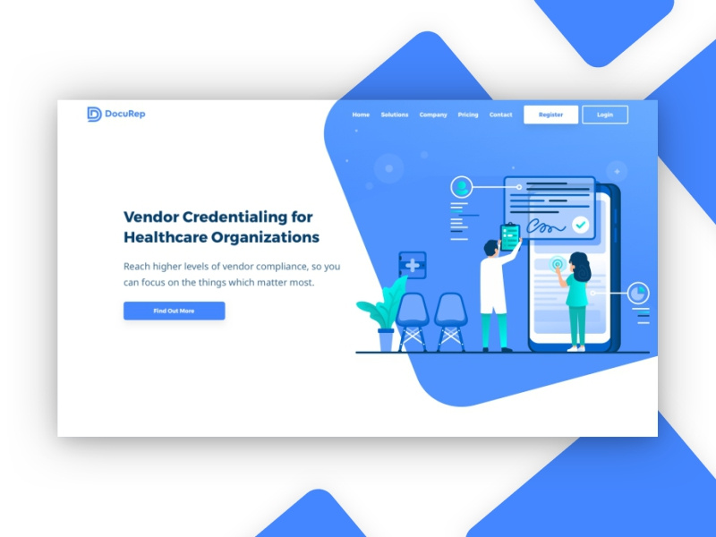 Docurep Header character doctor web ui ux texture team ios illustration icons landing page sign in register