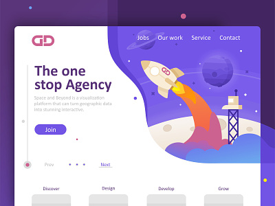 GD Header cosmos discover gradient landing page planet rocket sign up space stars ui ux web