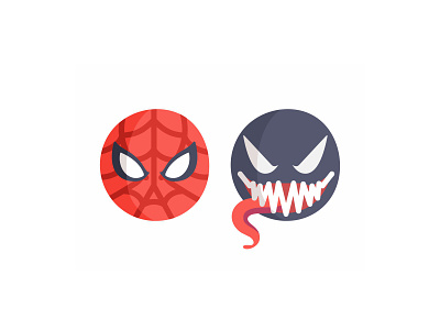 Spiderman vs Venom 2d character comics emoji emoji set flat hero marvel monster suit symbiote venom
