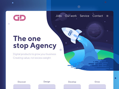 CD Agency cosmos discover gradient landing page planet rocket sign up space stars ui ux web