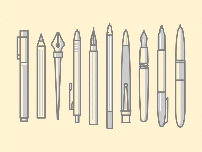 Pens Gif art brush collection icon iconography icons illustration logo mark pencil pens tool