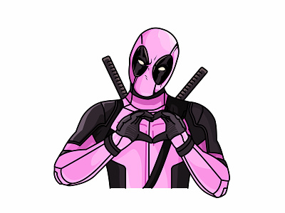 Deadpool cancer comic cute deadpool illustration line marvel movie sticker superhero vector wade wilson