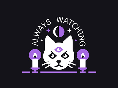 Always Watching 👁️ angry candles cat eye flat icon illustration line logo mark occult symbol