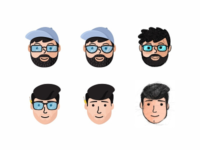 Emoji animation art director beard man character designer developer emoji set face hipster icon illustration vector
