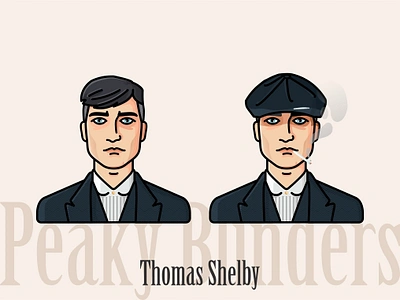 Thomas Shelby avatar character desigm face family font gangsters illustration mafia netflix peaky blinders portrait smoke cigare suit tv show