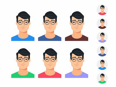 Avatars character design designer face glasses icon icon set illustration interface outline smart toggle ui user ux