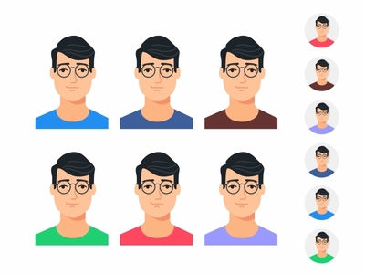Avatars character design designer face glasses icon icon set illustration interface outline smart toggle ui user ux