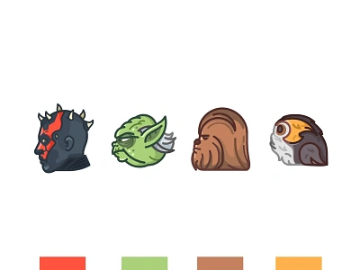 Star Wars bb8 c3po chewbacca darth maul darth vader design droid emoji set icons illustration k 2so kylo porg r2d2 star wars stormtrooper yoda