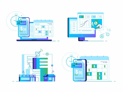 Illustrations And Icons 2d app chat collaboration connection coworking data design gradient icon set landing page mobile peoples team technology ui ux user web