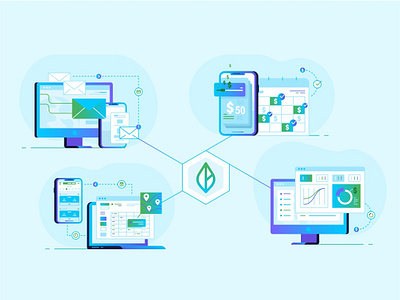 Branch Illustrations 2d app chat collaboration connection coworking data design gradient icon set landing page mobile peoples team technology ui ux user web