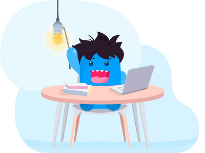 Working Late cartoon character cute monster design desk desktop documents illustration job laptop late night minimal modern night papers sketch sleepy user working working late