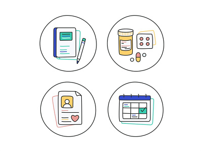 Large Icons appointment character chart date doctor documents icons icons set illustration ios landing page medication pills register schaduale sign in team texture ui ux web