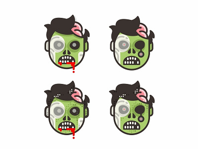 Zombies 😱 blood brain brand branding cartoon character comic creepy cute dead death face flat fun funny halloween horror illustration mark scary