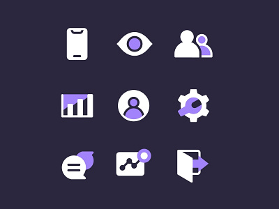 Icons Two Tone asset icons branding project business icon icon set iconography illustrations insight interactions interface design landing page live log out members monitoring outline settings system system icon users visitors